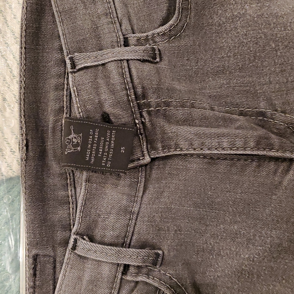 True Religion Women's Suzie Straight Cut Slade Grey Jeans Size 25 Made in USA